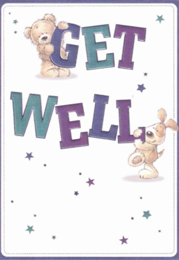 Just as a bouquet from Forest Hill Florist blends beauty and well-wishes, this card celebrates gentle encouragement with an affectionate, artistic hand. A delightfully drawn bear and its loyal puppy companion center the scene-both engaging with the bold, oversized lettering that proclaims 'Get Well' in vibrant shades of purple and aquamarine. Around them, a constellation of jubilant stars sweeps across a crisp, inviting background, suggesting waves of hope drifting over the leafy avenues of SE23. The texture in their fur is palpable, conjuring the sensation of a plush embrace that could lift the spirits of anyone recovering nearby. Typography leaps confidently from the card, its playful weight grounded in reassurance, capturing the steadfast support often found in the close-knit Forest Hill community. Every brushstroke is full of joy-there's an almost touchable warmth in the bear's fluffy coat and the puppy's velvety ears. Imagine sending this card nestled beside a bright bouquet: together, they radiate positivity, wrapping the recipient in comfort and kindhearted care. The mood is both uplifting and serene, perfect for bringing a little extra light to someone's day from the heart of London's south-east.